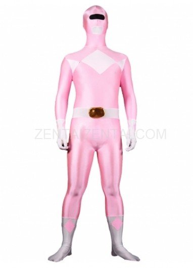 Pink with White Lycra Spandex Unisex Morph Zentai Suit