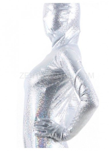 Quality White Shiny Metallic Unisex Breathable Morph Zentai