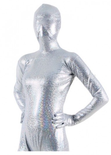 Quality White Shiny Metallic Unisex Breathable Morph Zentai