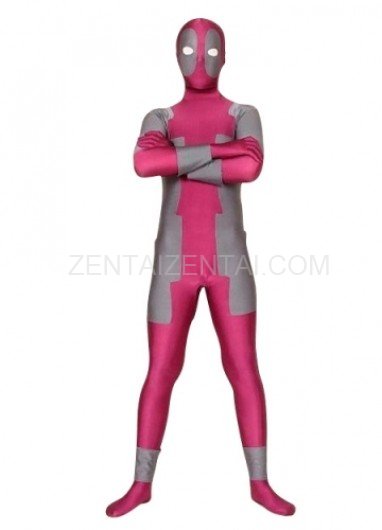 Rose Pink And Gray Lycra Spandex Morph Zentai Suit