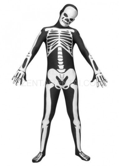 Top Black And White Lycra Spandex Unisex Morph Zentai Suit