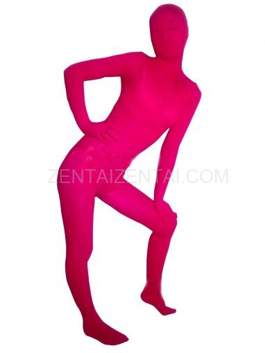 Pink Red Transparent Velvet Unisex Morph Zentai Suit