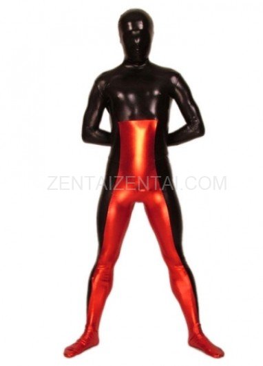 Red And Black Shiny Metallic Morph Zentai Suit