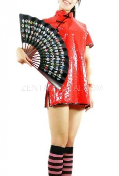Chinese Traditional Red PVC Cheongsam Gown