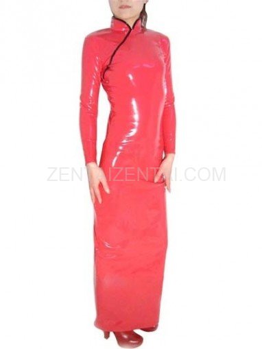 Red Shiny PVC Cheong-Sam Gown