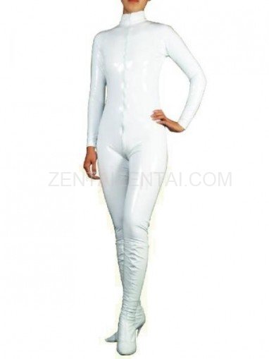 White PVC Front Open Unisex Catsuit