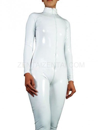 White PVC Front Open Unisex Catsuit