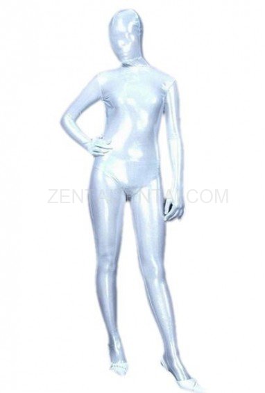 White PVC Fullbody Full Body Morph Zentai Suit