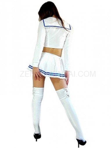 Nice White Long Sleeves Shiny Metallic Skirt Suit