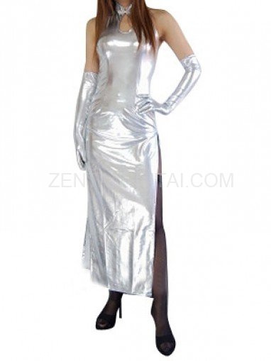Unusual Silver Shiny Metallic Sexy Dress
