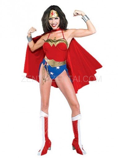 Lovely Wonder Woman Diana Lycra Shiny Metallic Super Hero