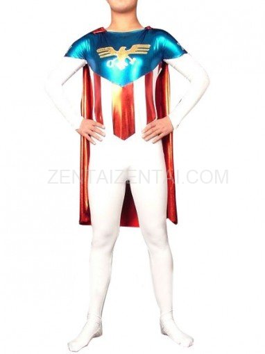 Lycra Shiny Metallic American Super Hero Costume