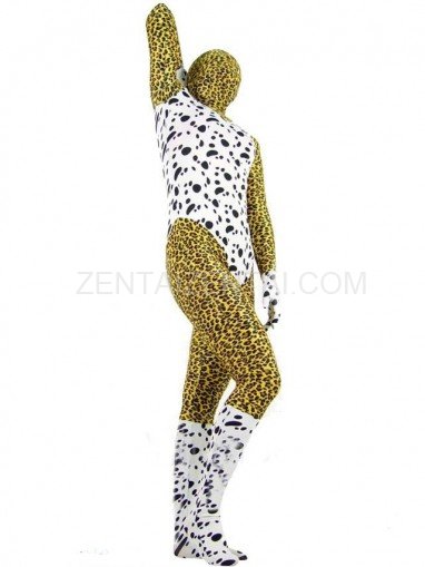 Leopard Pattern & Black Dot Lycra Spandex Morph Zentai Suit