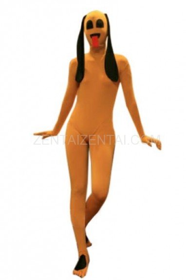 Yellow Dog Pattern Lycra Spandex Morph Zentai Suit