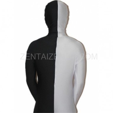 Black And White Fullbody Full Body Lycra Spandex Morph Zentai Suits Split Morph Zentai Suit