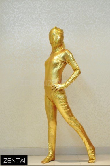 Girly Stage Performance Clothing Golden Coat Fullbody Tights Morph Zentai Suit