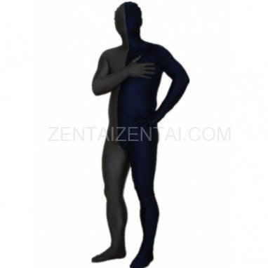 Navy blue And Gray Fullbody Full Body Lycra Spandex Morph Zentai Suits Split Morph Zentai Suit