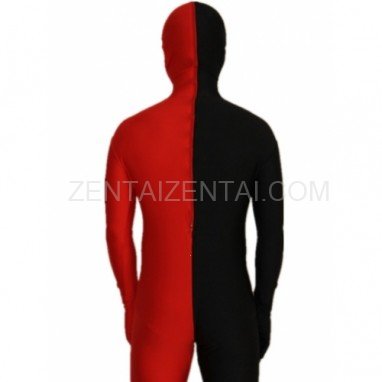 Red And Black Fullbody Full Body Lycra Spandex Morph Zentai Suits Split Morph Zentai Suit