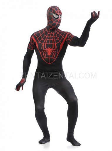Red and Black Spiderman Super Hero Full Body Spandex Holiday Unisex Lycra Morph Zentai Suit