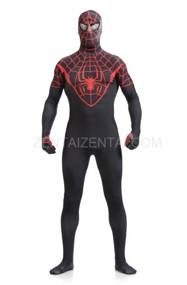 Red and Black Spiderman Super Hero Full Body Spandex Holiday Unisex Lycra Morph Zentai Suit