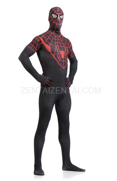 Red and Black Spiderman Super Hero Full Body Spandex Holiday Unisex Lycra Morph Zentai Suit