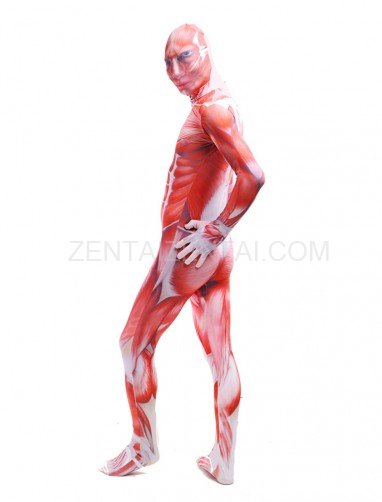 Attack on Titan Red Muscle Full Body Halloween Spandex Holiday Unisex Cosplay Zentai Suit
