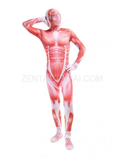 Attack on Titan Red Muscle Full Body Halloween Spandex Holiday Unisex Cosplay Zentai Suit