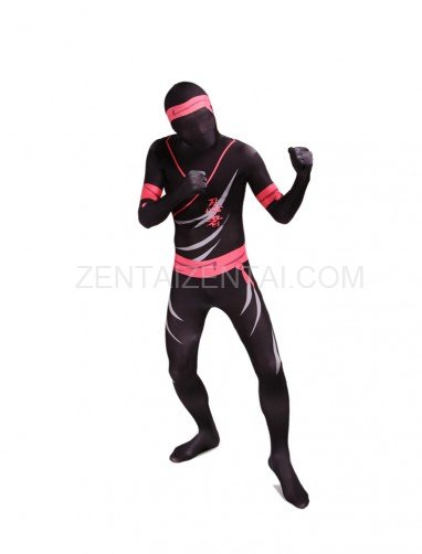Black and Pink Ninjia Full Body Halloween Spandex Holiday Unisex Cosplay Zentai Suit