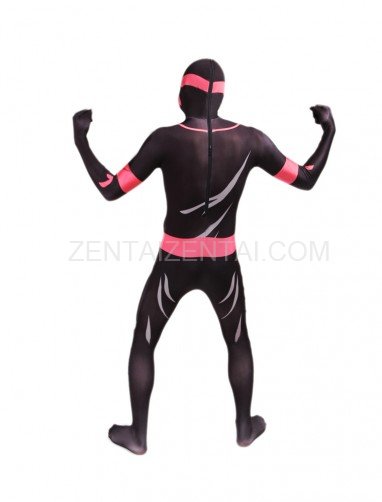 Black and Pink Ninjia Full Body Halloween Spandex Holiday Unisex Cosplay Zentai Suit