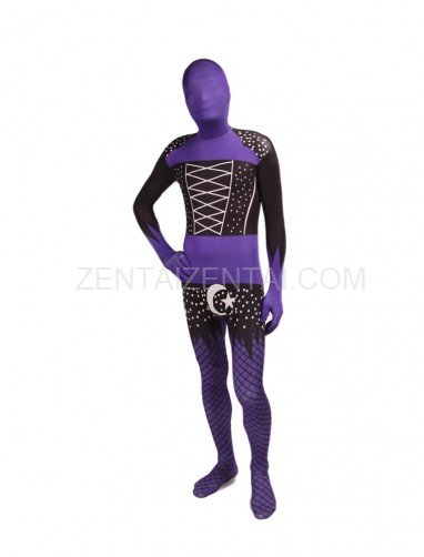 Black and Purple Full Body Halloween Spandex Holiday Unisex Cosplay Zentai Suit
