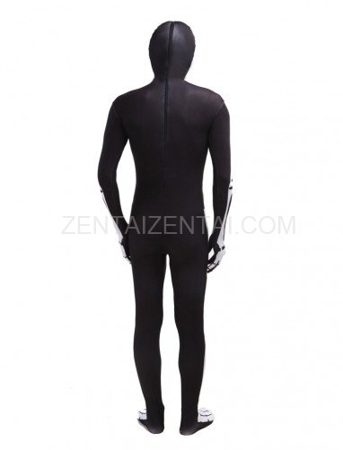 Black and White Skull Full Body Halloween Spandex Holiday Unisex Cosplay Zentai Suit