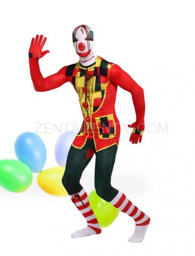 Colorful Clown Full Body Halloween Spandex Holiday Unisex Cosplay Zentai Suit