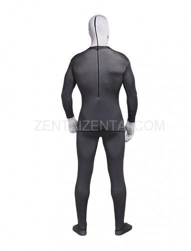 Gray Suit Skeleton Skull Halloween Lycra Full Body Zentai Tights Suit