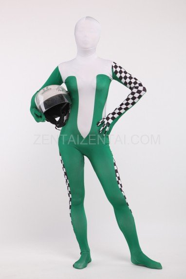 Green Formula One Full Body Spandex Holiday Unisex Cosplay Zentai Suit