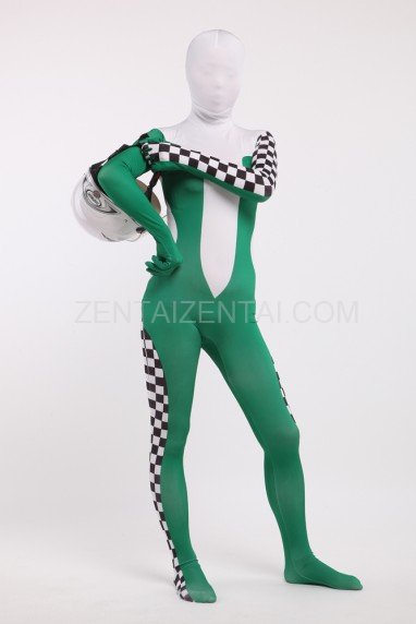 Green Formula One Full Body Spandex Holiday Unisex Cosplay Zentai Suit