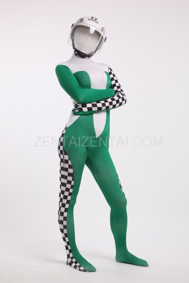Green Formula One Full Body Spandex Holiday Unisex Cosplay Zentai Suit