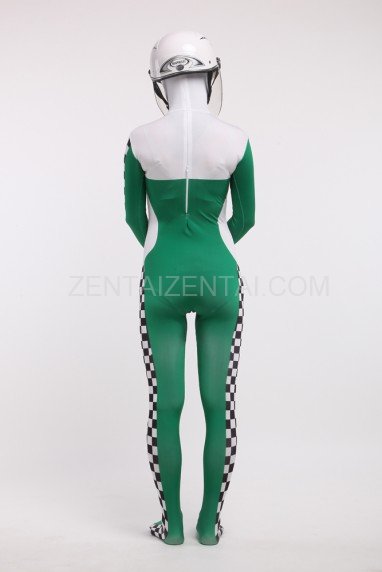 Green Formula One Full Body Spandex Holiday Unisex Cosplay Zentai Suit