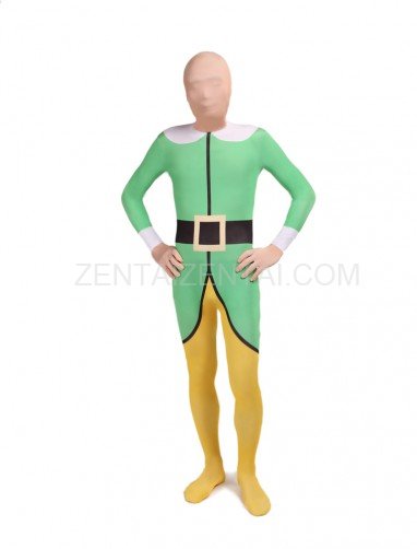 Green and Yellow Morph Suits Full Body Halloween Spandex Holiday Unisex Cosplay Zentai Suit