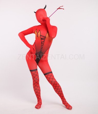 Halloween Red Elf Full Body Spandex Holiday Unisex Cosplay Zentai Suit