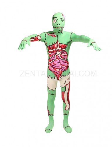 Light Green X-ray Human Anatomy Full Body Halloween Spandex Holiday Unisex Cosplay Zentai Suit