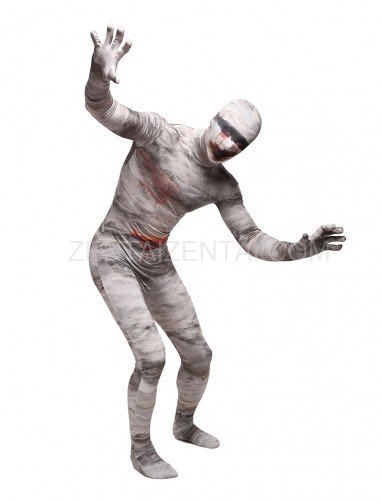 Mummy Halloween Ghost Festival Dress Up Performance Dress High Elastic Spandex Fullbody Zentai Suit Tights
