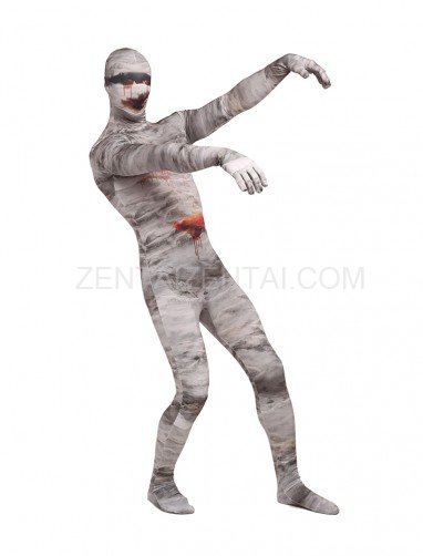 Mummy Halloween Ghost Festival Dress Up Performance Dress High Elastic Spandex Fullbody Zentai Suit Tights