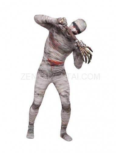 Mummy Halloween Ghost Festival Dress Up Performance Dress High Elastic Spandex Fullbody Zentai Suit Tights