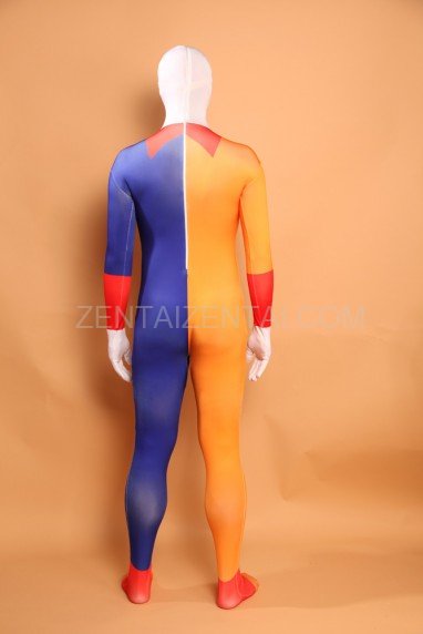 Orange and Blue Clown Halloween Full Body Spandex Holiday Unisex Lycra Morph Zentai Suit