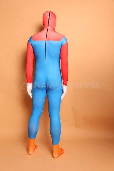 Red and Blue Big Beard Full Body Halloween Spandex Holiday Unisex Cosplay Zentai Suit