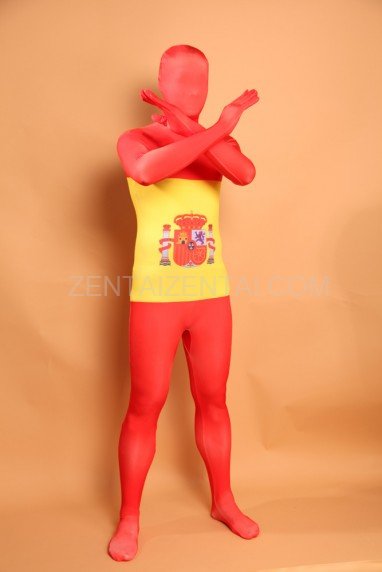 Spain National Flag Full Body Halloween Spandex Holiday Unisex Cosplay Zentai Suit
