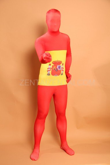 Spain National Flag Full Body Halloween Spandex Holiday Unisex Cosplay Zentai Suit