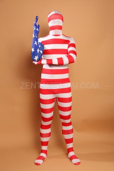 Usa National Flag Stripe Full Body Halloween Spandex Holiday Unisex Cosplay Zentai Suit