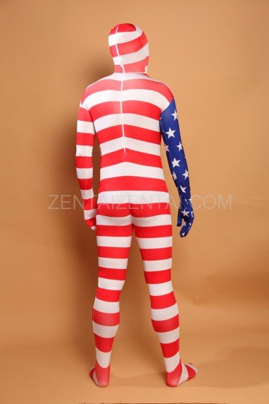 Usa National Flag Stripe Full Body Halloween Spandex Holiday Unisex Cosplay Zentai Suit