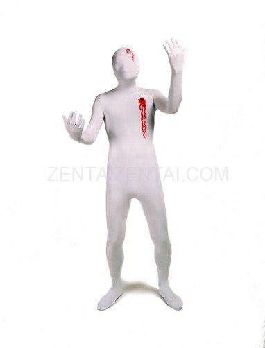 White Gun Shot Blood Full Body Halloween Spandex Holiday Unisex Cosplay Zentai Suit